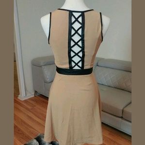 Ya los Angeles Tan  Criss-Cross Mini Dress S